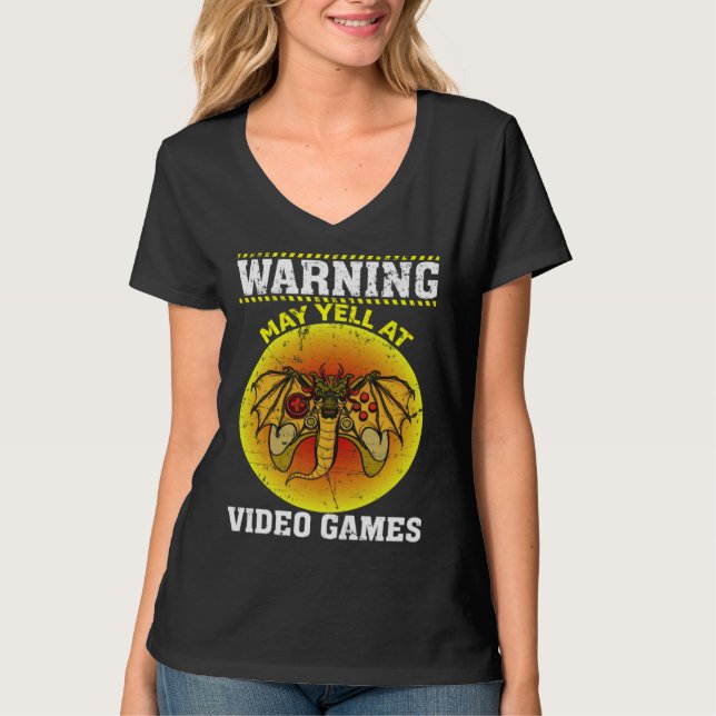 Warning May Yell At Video Games Video Gamers  1 T-Shirt (Vorderseite)