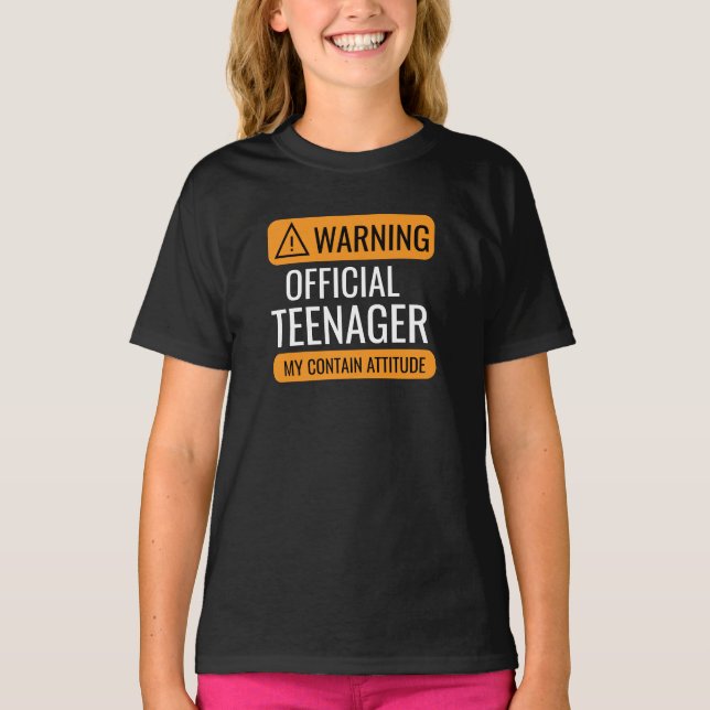 Warning Official Teenager T-Shirt – Funny Birthday (Vorderseite)