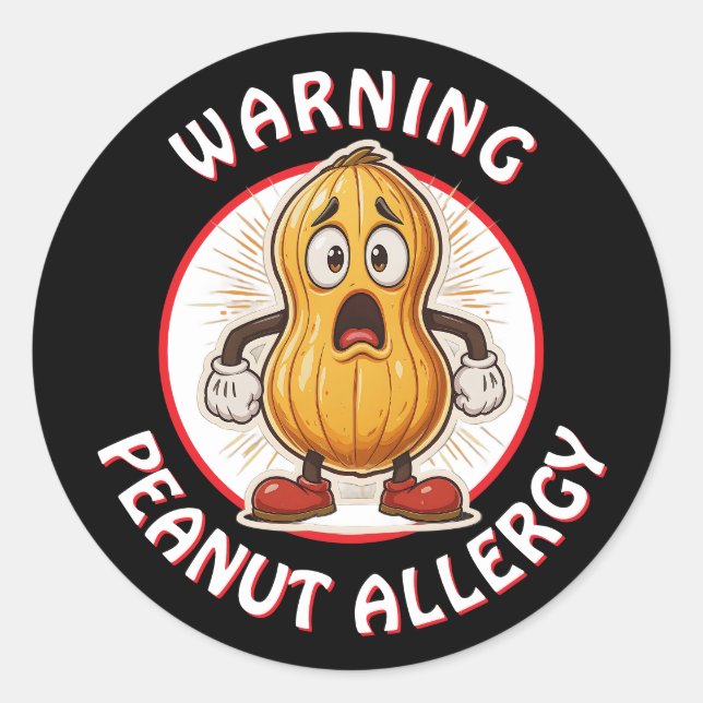 Warning Peanut Allergy Alert   Runder Aufkleber (Vorderseite)