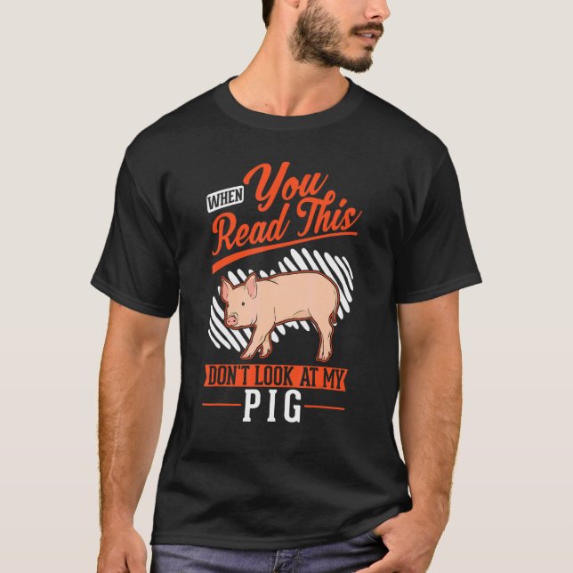 Warning Piggy Farmer Pig T-Shirt (Vorderseite)