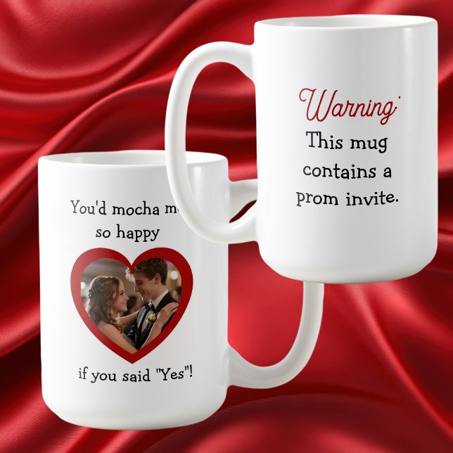 Warning Prom Invite  | Promposal Photo Coffee Pun Kaffeetasse (Von Creator hochgeladen)