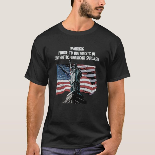 Warning Prone to Outbursts Patriotic 4th of July P T-Shirt (Vorderseite)