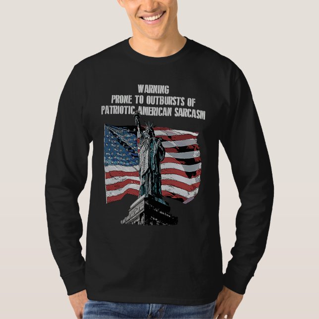Warning Prone to Outbursts Patriotic 4th of July P T-Shirt (Vorderseite)