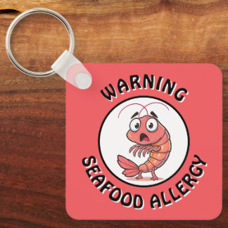 Warning Severe Seafood Allergy Alert Button Schlüsselanhänger