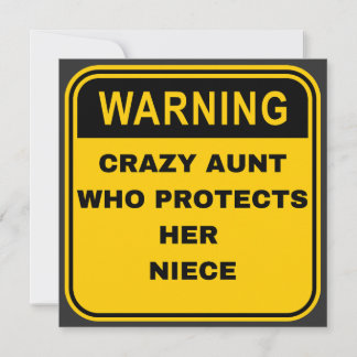 Warning Sign Crazy Tante schützt ihr Nichte Dankeskarte