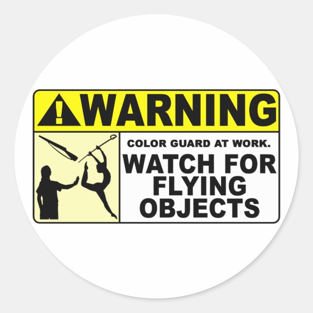 WARNING Watch for Flying Objects! Runder Aufkleber (Vorderseite)