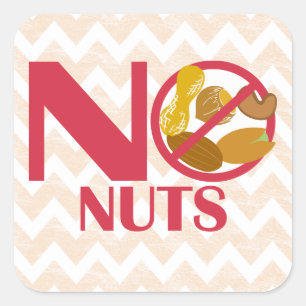 Warnkleber für keine Nuts-Lebensmittelallergien Quadratischer Aufkleber