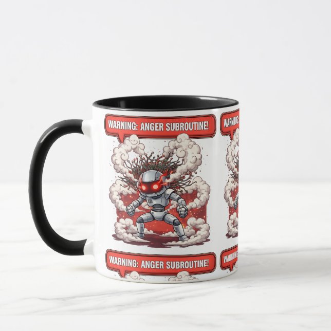 Warnroutine Wut! Lustige wütende Robotertechnik O Tasse (Links)