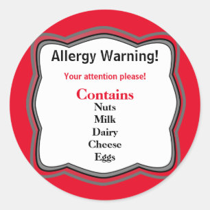 Warnschild für Allergien Runder Aufkleber
