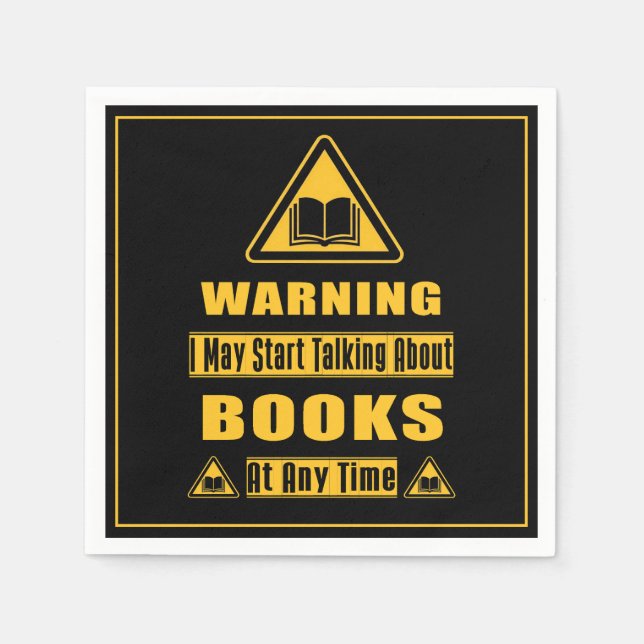 Warnschild für Bücherliebhaber Schwarz Serviette (Vorderseite)