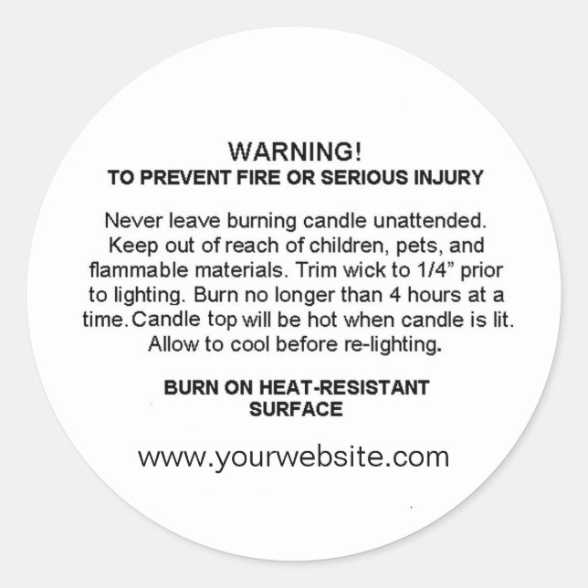 Warnschild für Kerzen Runder Aufkleber (Vorderseite)