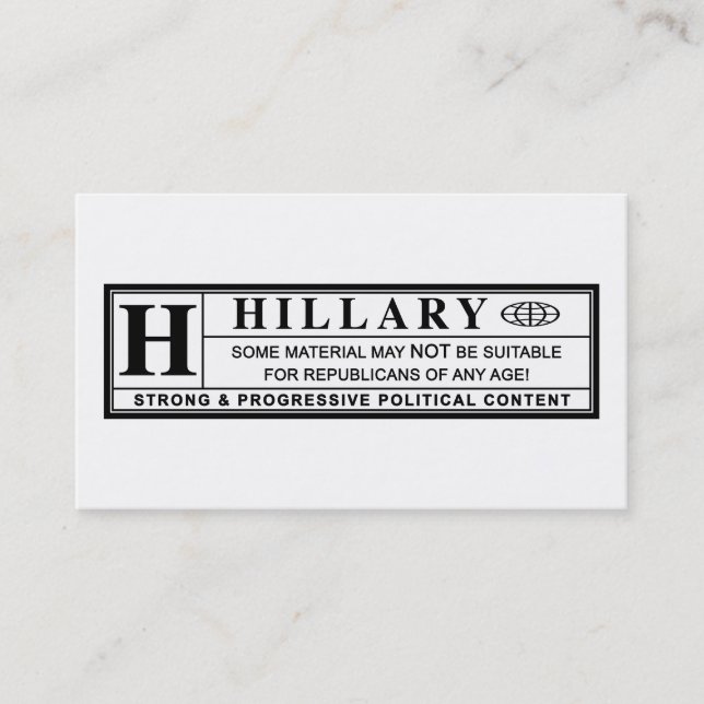 Warnschild Hillary Clinton Visitenkarte (Vorderseite)
