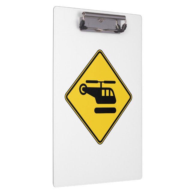 Warnschild Hubschrauber Klemmbrett (Rechts)