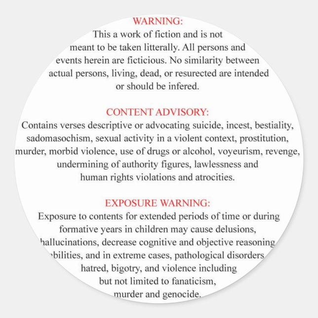 Warnschild Runder Aufkleber (Vorderseite)