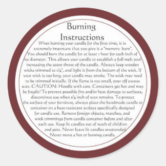 Warnschilder für Kerzen Runder Aufkleber