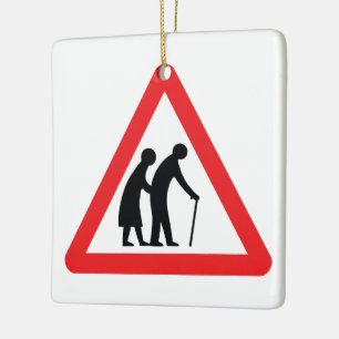 WARNUNG Ältere Menschen - UK Verkehrsschild Keramikornament