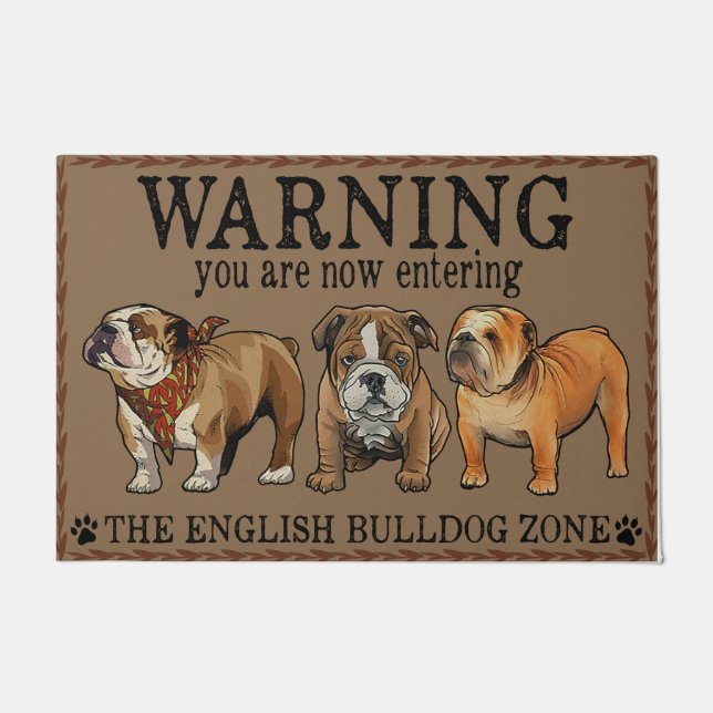 Warnung an den englischen Bulldog Doormat, Bulldog Fußmatte (Vorderseite)