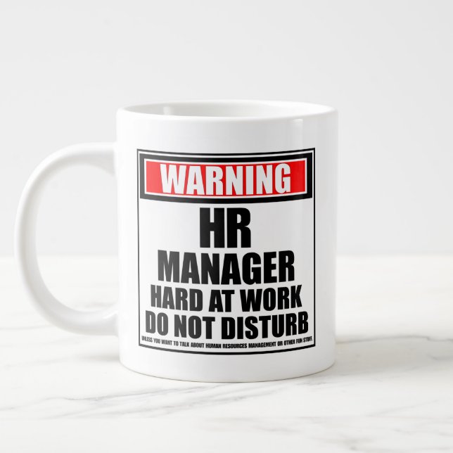 Warnung an den Personalmanager bei der Arbeit stör Jumbo-Tasse (Links)