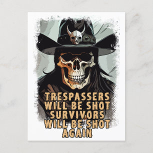 Warnung an Skull Vintag Wild West Cowboy Sheriff A Postkarte