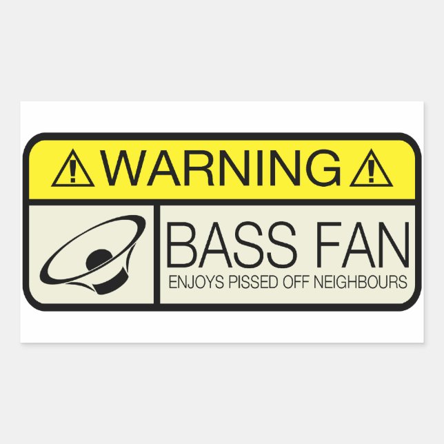 Warnung Bass Fan! Rechteckiger Aufkleber (Vorderseite)