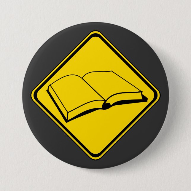 Warnung: Bücher stehen vor! Button (Vorderseite)