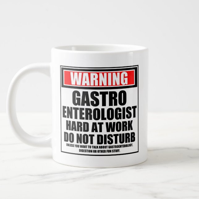 Warnung des Gastroenterologen hart am Werk Jumbo-Tasse (Links)