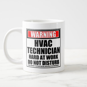 Warnung des HVAC-Technikers bei harter Arbeit Jumbo-Tasse