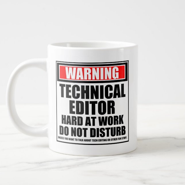 Warnung des technischen Redakteurs Jumbo-Tasse (Links)