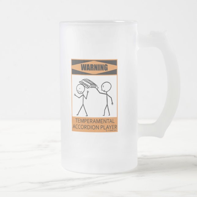 Warnung des temporären Accordion-Spielers Mattglas Bierglas (Rechts)