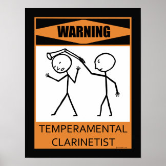 Warnung des temporären Clarinetist Poster