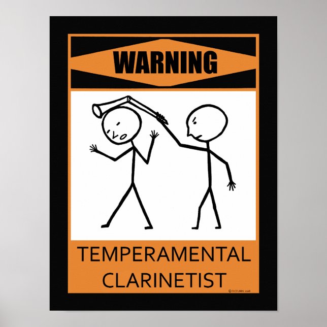 Warnung des temporären Clarinetist Poster (Vorne)