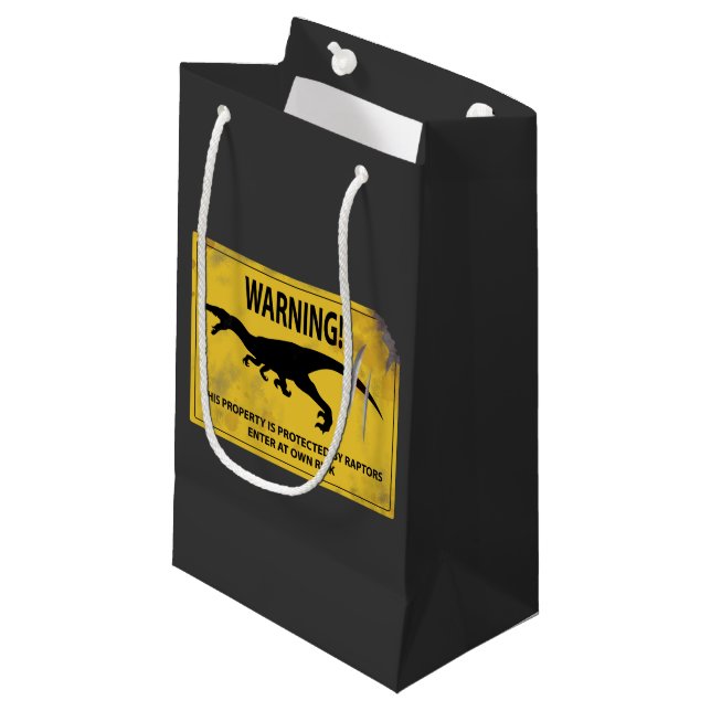 Warnung! Diese Eigenschaft wird von Raptoren gesch Kleine Geschenktüte (Vorderseite Schrägansicht)