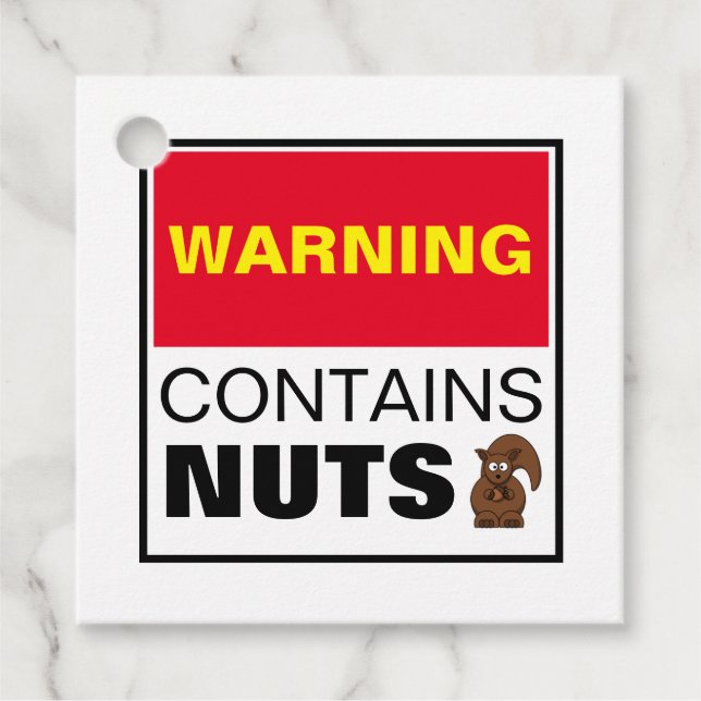 WARNUNG enthält Nuts Geschenkanhänger (Vorderseite)