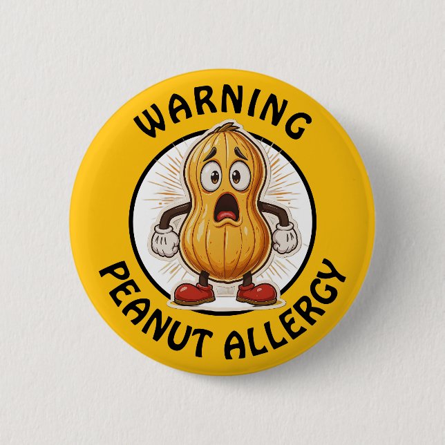 Warnung Erdnussallergie-Alarm   Button (Vorderseite)