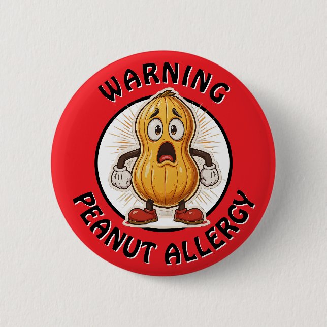Warnung Erdnussallergie-Alarm   Button (Vorderseite)