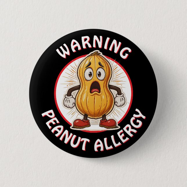 Warnung Erdnussallergie-Alarm   Button (Vorderseite)