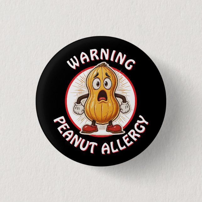Warnung Erdnussallergie-Alarm   Button (Vorderseite)