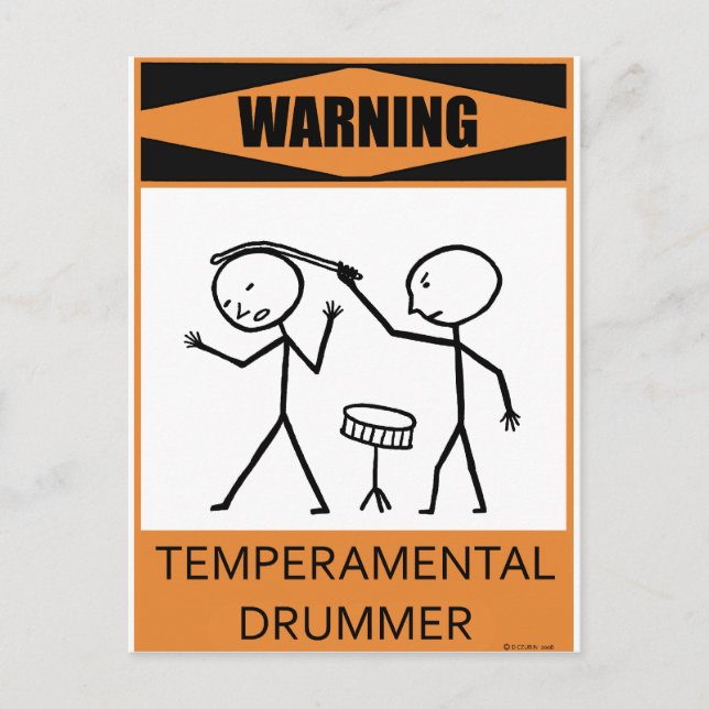 Warnung für einen temporären Drummer Postkarte (Vorderseite)