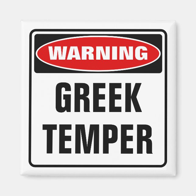 Warnung für griechischen Temper Magnet (Vorne)