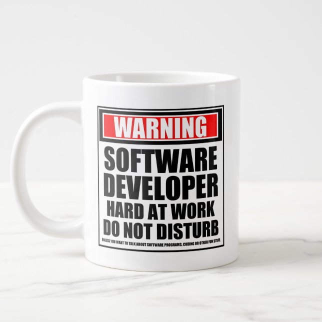 Warnung für Softwareentwickler Jumbo-Tasse (Links)