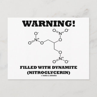 Warnung! gefüllt mit Dynamit (Nitroglyzerin) Postkarte