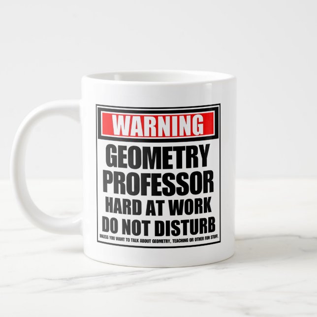 Warnung, Geometrie Professor hart am Werk Jumbo-Tasse (Links)