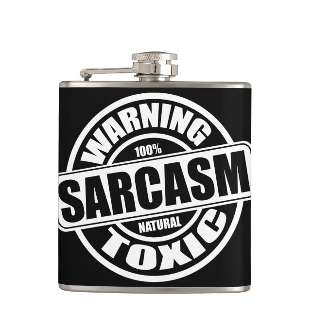 Warnung giftiger Sarcasm Funny Phrase Flachmann (Vorderseite)