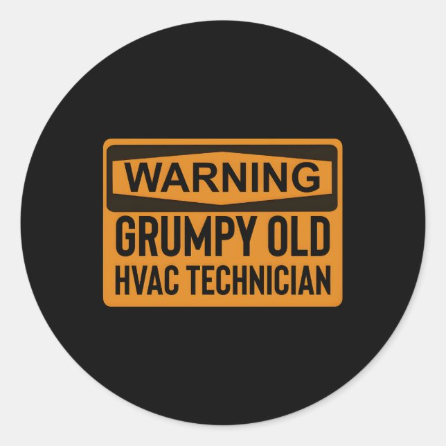 Warnung Grumpy Old Hvac Techniker Runder Aufkleber (Vorderseite)