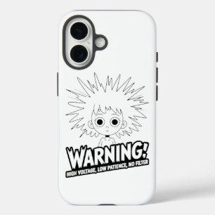 Warnung! Hochspannung, wenig Geduld, kein Filter! iPhone 16 Hülle