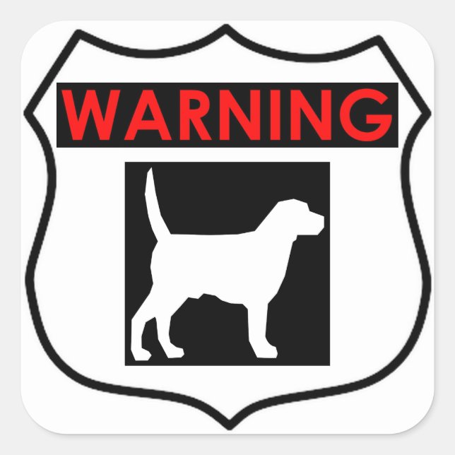 WARNUNG HUND GLANZVOLLER QUADRATISCHER STICKER (Vorderseite)
