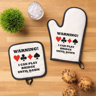 Warnung! Ich kann Bridge bis zum Morgengrauen Card Ofenhandschuh & Topflappen-Set