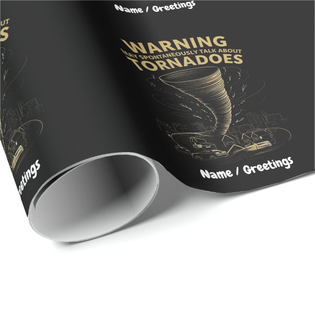Warnung Ich kann spontan über Tornados sprechen Geschenkpapier (Rolleneckpunkt)