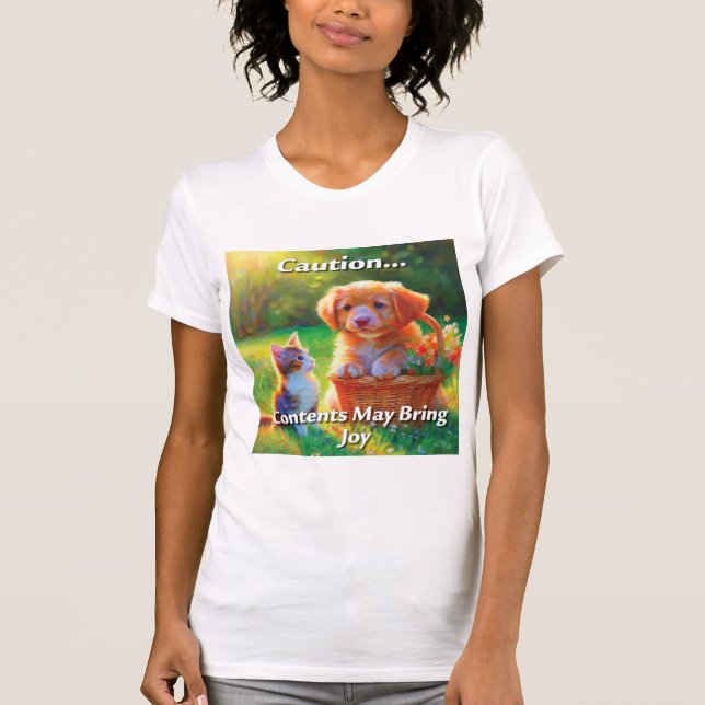 Warnung... Inhalt kann zu Freude führen T-Shirt (Vorderseite)
