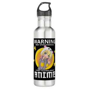 Warnung kann beginnen, über Animes zu sprechen Edelstahlflasche